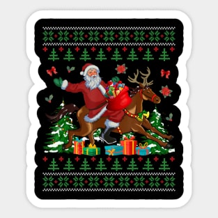 Christmas Horse Santa Riding Horse Sweater Sticker